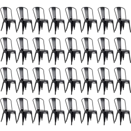Kit 32 Cadeiras de jantar Iron Tolix com design industrial - Preto Semibrilho