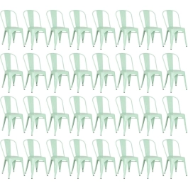 Kit 32 Cadeiras de jantar Iron Tolix com design industrial – Verde Claro