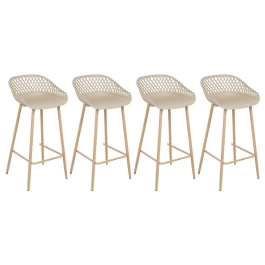 Kit 4 Banquetas alta para bancada Clarice Cloe com base de metal – Nude