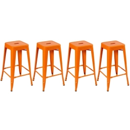 Kit 4 Banquetas alta para bancada Iron Tolix 76 cm – Laranja
