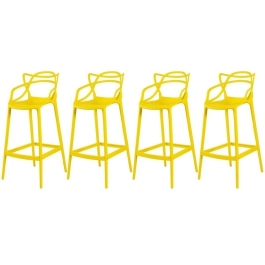 Kit 4 Banquetas alta para bancada Master Allegra em Polipropileno 78 cm - Amarelo