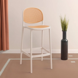 Kit 4 Banquetas alta para bancada Mumbai com assento anatômico 78 cm – Branco