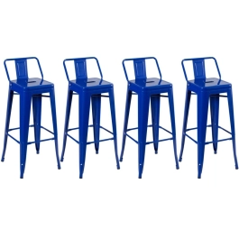 Kit 4 banquetas altas para bancada Iron Tolix com encosto 76 cm – Azul escuro