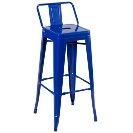Kit 4 banquetas altas para bancada Iron Tolix com encosto 76 cm – Azul escuro