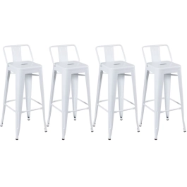 Kit 4 banquetas altas para bancada Iron Tolix com encosto 76 cm – Branco