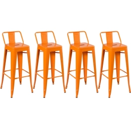 Kit 4 banquetas altas para bancada Iron Tolix com encosto 76 cm – Laranja