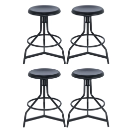Kit 4 banquetas altas para cozinha industrial York com banco giratório - Preto
