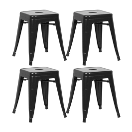 Kit 4 Banquetas baixa para cozinha Iron Tolix 45 cm - Preto