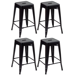 Kit 4 Banquetas média para bancada Iron Tolix 61 cm - Preto