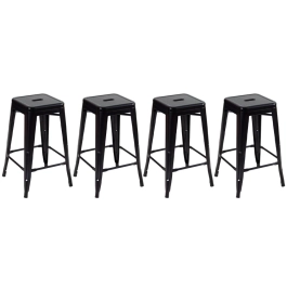 Kit 4 Banquetas média para bancada Iron Tolix 66 cm – Preto