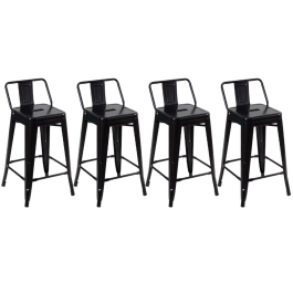 Kit 4 Banquetas média para bancada Iron Tolix com encosto 61 cm - Preto