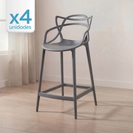 Kit 4 Banquetas média para bancada Master Allegra em Polipropileno 66 cm – Cinza Escuro
