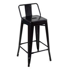 Kit 4 banquetas médias para bancada Iron Tolix com encosto 66 cm – Preto