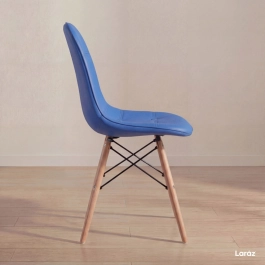 Kit 4 Cadeiras de jantar Charles Eames Eiffel Botonê Estofada - Azul