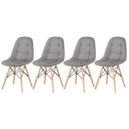 Kit 4 Cadeiras de jantar Charles Eames Eiffel Botonê Estofada - Cinza Kit 4 Cadeiras de jantar Charles Eames Eiffel Botonê Estofada - Cinza