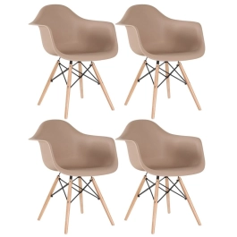 Kit 4 Cadeiras de jantar Charles Eames  Eiffel DAW em Polipropileno - Marrom café