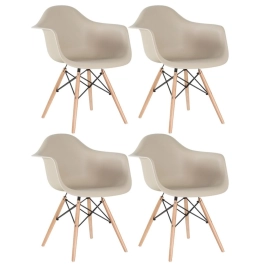 Kit 4 Cadeiras de jantar Charles Eames  Eiffel DAW em Polipropileno - Nude