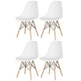 Kit 4 Cadeiras de jantar Charles Eames Eiffel DSW em Polipropileno - Branco Kit 4 Cadeiras de jantar Charles Eames Eiffel DSW em Polipropileno - Branco