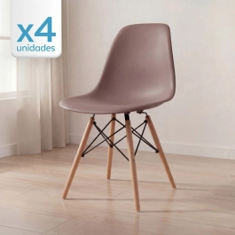 Kit 4 Cadeiras de jantar Charles Eames Eiffel DSW em Polipropileno - Fendi