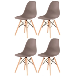 Kit 4 Cadeiras de jantar Charles Eames Eiffel DSW em Polipropileno - Fendi