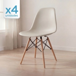 Kit 4 Cadeiras de jantar Charles Eames Eiffel DSW em Polipropileno - Nude