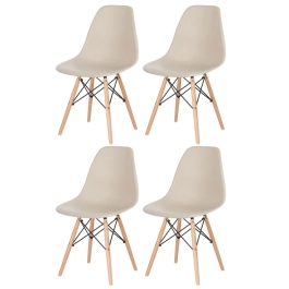 Kit 4 Cadeiras de jantar Charles Eames Eiffel DSW em Polipropileno - Nude