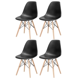 Kit 4 Cadeiras de jantar Charles Eames Eiffel DSW em Polipropileno - Preto Kit 4 Cadeiras de jantar Charles Eames Eiffel DSW em Polipropileno - Preto