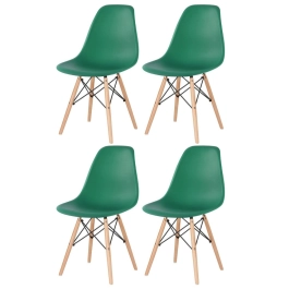 Kit 4 Cadeiras de jantar Charles Eames Eiffel DSW em Polipropileno - Verde escuro Kit 4 Cadeiras de jantar Charles Eames Eiffel DSW em Polipropileno - Verde escuro