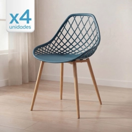 Kit 4 Cadeiras de jantar Clarice Cloe com design contemporâneo - Azul petróleo