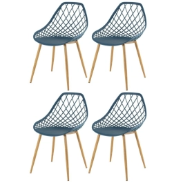 Kit 4 Cadeiras de jantar Clarice Cloe com design contemporâneo - Azul petróleo