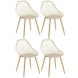 Kit 4 cadeiras de jantar Clarice Cloe com design contemporâneo – Nude