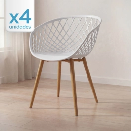 Kit 4 Cadeiras de jantar Clarice Nest com design moderno e anatômico - Branco