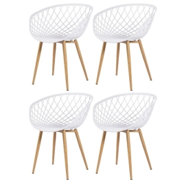 Kit 4 Cadeiras de jantar Clarice Nest com design moderno e anatômico - Branco Kit 4 Cadeiras de jantar Clarice Nest com design moderno e anatômico - Branco