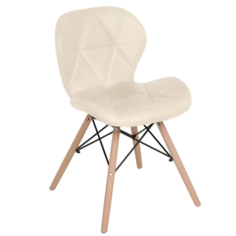 Kit 4 Cadeiras de jantar estofada Charles Eames Eiffel Slim Wood confort – Creme