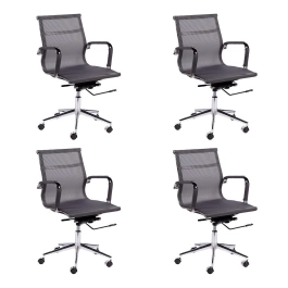 Kit 4 Cadeiras de jantar estofada Charles Eames Eiffel Slim Wood confort – Preto