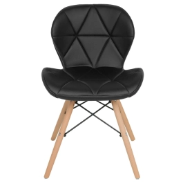 Kit 4 Cadeiras de jantar estofada Charles Eames Eiffel Slim Wood confort – Preto