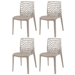 Kit 4 Cadeiras de jantar Gruvyer com design contemporâneo e anatômico - Nude Kit 4 Cadeiras de jantar Gruvyer com design contemporâneo e anatômico - Nude