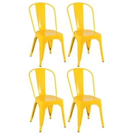 Kit 4 Cadeiras de jantar Iron Tolix com design industrial - Amarelo