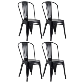 Kit 4 Cadeiras de jantar Iron Tolix com design industrial - Preto Semi Brilho
