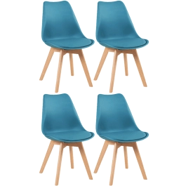 KIt 4 Cadeiras de jantar Leda com assento estofado e design moderno - Azul petróleo