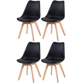 Kit 4 Cadeiras de jantar Leda com assento estofado e design moderno - Preto Kit 4 Cadeiras de jantar Leda com assento estofado e design moderno - Preto