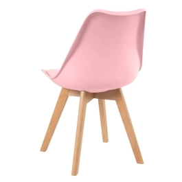Kit 4 Cadeiras de jantar Leda com assento estofado e design moderno - Rosa claro