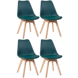 Kit 4 Cadeiras de jantar Leda com assento estofado e design moderno - Verde escuro