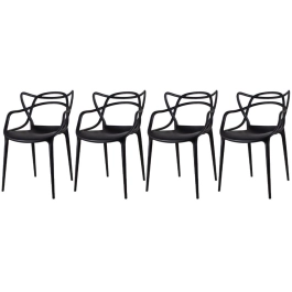 Kit 4 Cadeiras de jantar Master Allegra Design Moderno em Polipropileno - Preto Kit 4 Cadeiras de jantar Master Allegra Design Moderno em Polipropileno - Preto