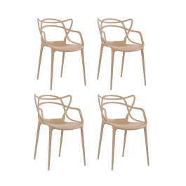 Kit 4 Cadeiras de jantar Masters Allegra com pés desmontáveis – Nude