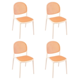 Kit 4 Cadeiras de jantar Mumbai de telinha com design contemporâneo e assento anatômico – Branco