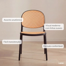Kit 4 Cadeiras de jantar Mumbai de telinha com design contemporâneo e assento anatômico – Preto