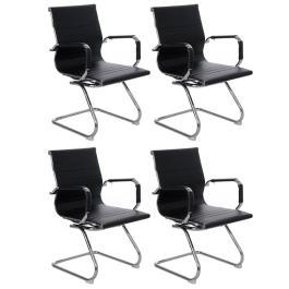 Kit 4 cadeiras escritório Esteirinha Home office fixa recepção - Preto