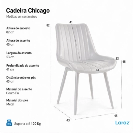 Kit 4 Cadeiras estofada Chicago com design industrial – Cinza Claro Kit 4 Cadeiras estofada Chicago com design industrial – Cinza Claro