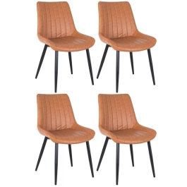 Kit 4 Cadeiras estofada Chicago com design industrial - Marrom